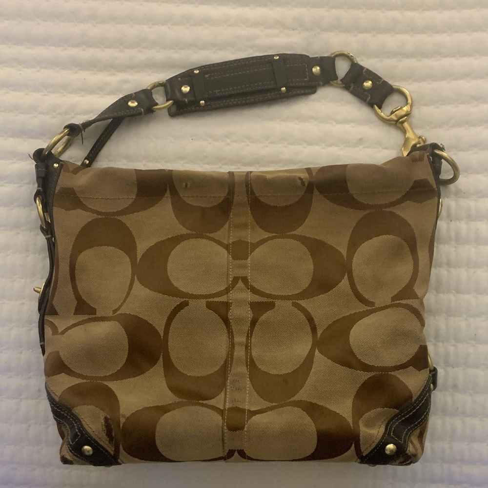 Coach Tan and Brown Shoulder Bag